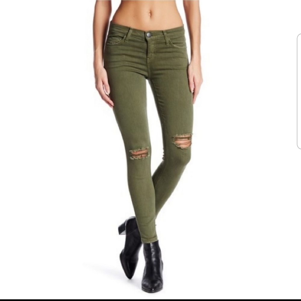 Current Elliott Size 26 The Stiletto Army Green Destroy Skinny Distressed Jeans